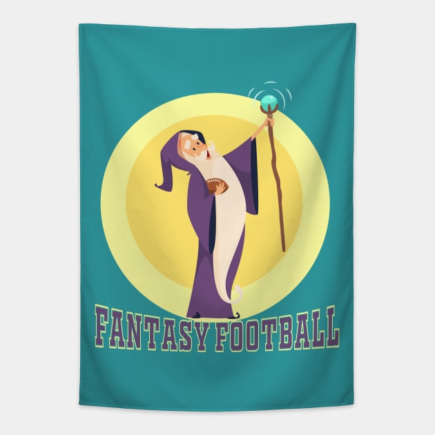 Fantasy Football Wizard Tapestry by LittleBunnySunshine