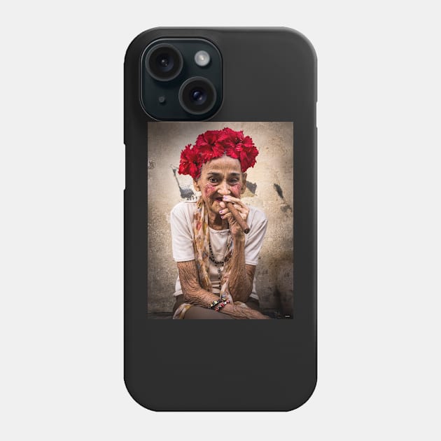 Old cigar woman Phone Case by connyM-Sweden