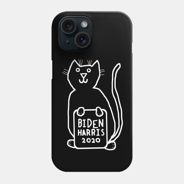 Whiteline Cute Cat with Biden Harris Sign Phone Case by ellenhenryart