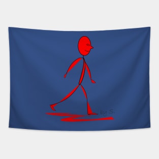 Meme Tapestry, Funny Simple Stickman with Cool Expression and Like