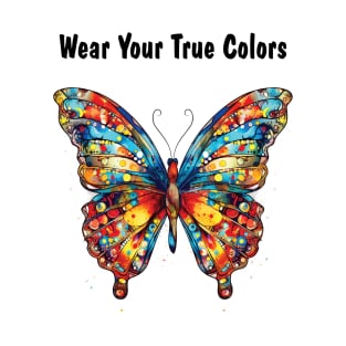 Wear Your True Colors Butterfly Watercolor AI Digital Art T-Shirt