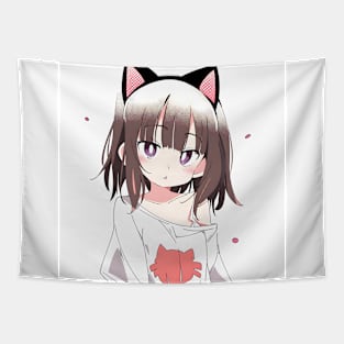 Cat Girl Retro 1990s Style Tapestry