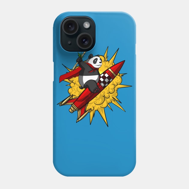 Panda Bear Riding Rocket Phone Case by underheaven