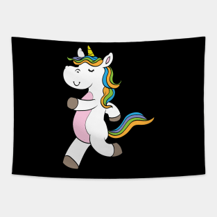 Cute unicorn at the jogging Tapestry