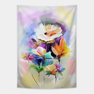 Colorful Flowers  in Abstraction Tapestry