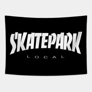 SKATEPARK LOCAL WHITE LOGO Tapestry