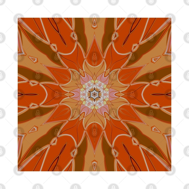 Cartoon Mandala Flower Orange and Pink by WormholeOrbital