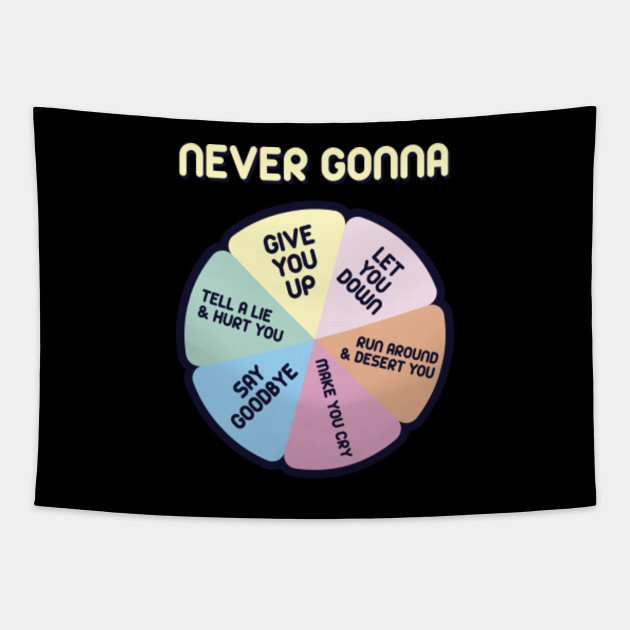 Never Gonna Give You Up 80 S Music Retro Lyrics Rick Astley Tapestry Teepublic