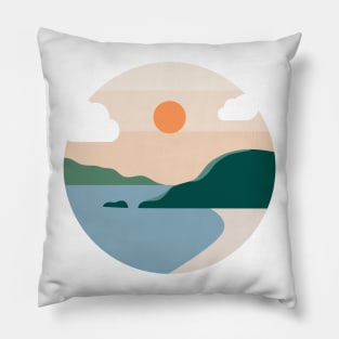 Mountain Beach Landscape Minimalist Pillow