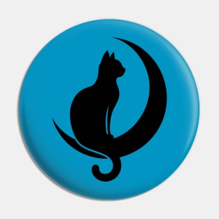 Cat Sitting on Crescent Moon Pin