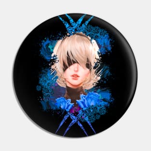 Android Girl - Blue Abstract Pin