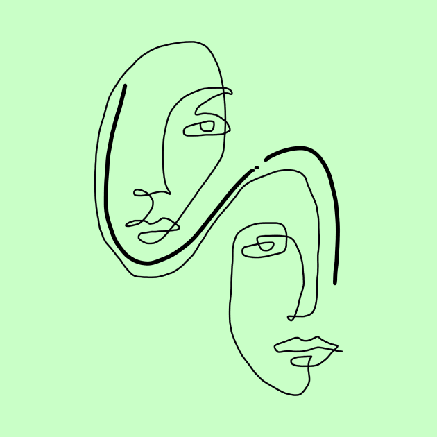 One line art of two faces by thecolddots