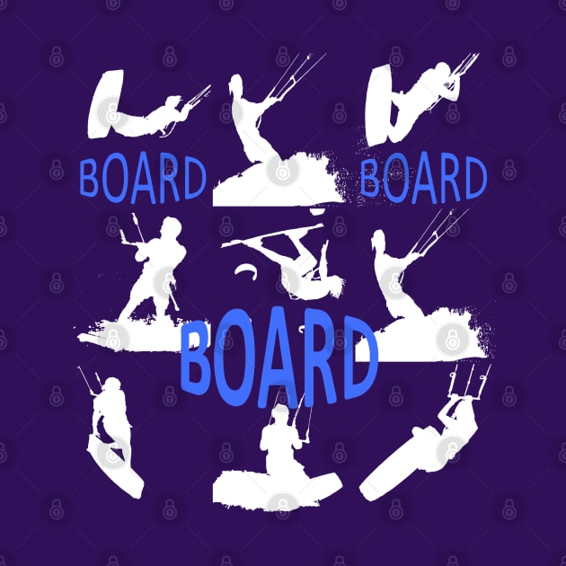 Board Board Board Kiteboard Humor White Silhouette by taiche