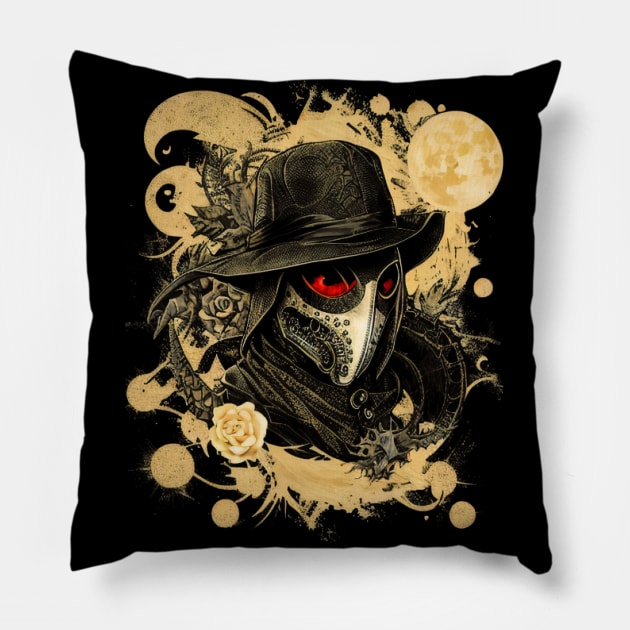 Medieval Plague Doctor of The Black Death Pillow by HideTheInsanity