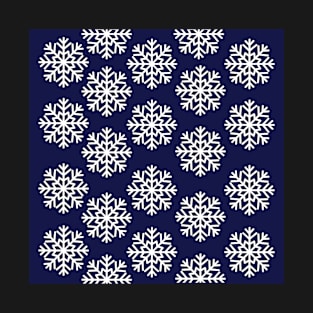 Navy and White Winter Wonderland Snowflake Print T-Shirt