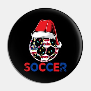 Soccer Christmas Ball Santa Hat Funny Sport Xmas Pin