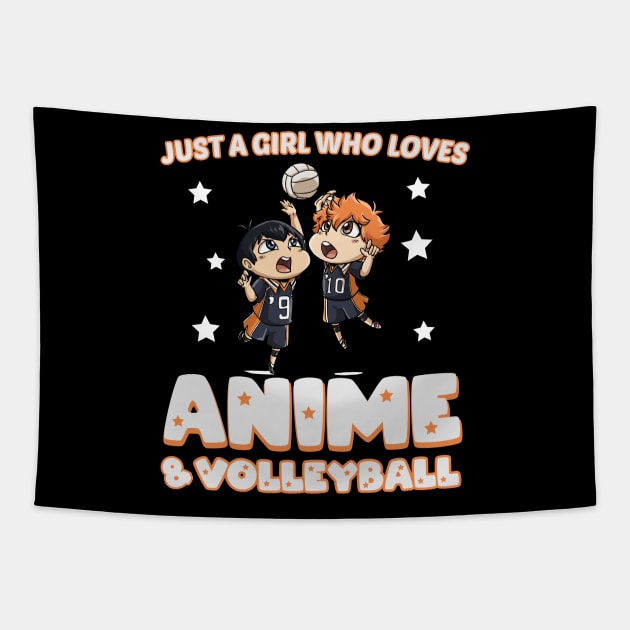 Just a girl who loves anime and volleyball - chibi anime Tapestry by artdise