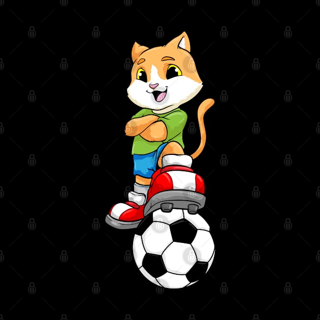 Cat as Soccer player with Soccer ball and Shoes by Markus Schnabel