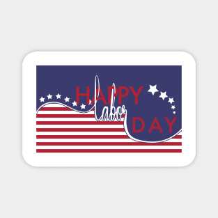 Happy Labor Day with USA Flag Illustration Magnet