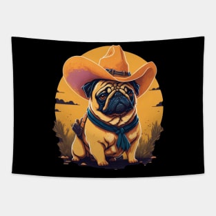 Pug cowboy Tapestry