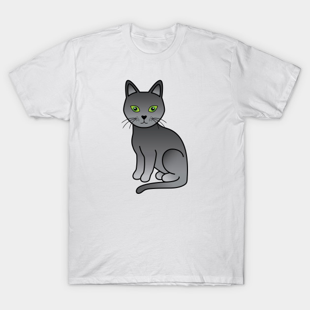 Russian Blue Cute Cartoon Cat Illustration Russian Blue T Shirt Teepublic