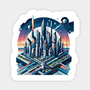 Geometric Cityscape: Future Skyline Magnet