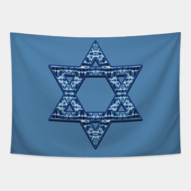 Tie Dye Blues Twos Star of David Tapestry by Nina May Design Studio