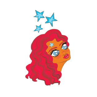 girl with red hair and stars dreaming T-Shirt