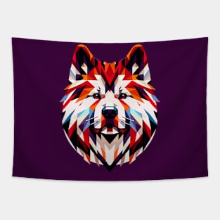 Geometric Akita Portrait: Vibrant Polygonal Art Tapestry