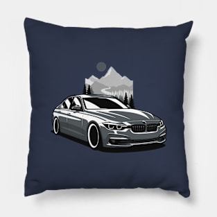 Dark Gray F30 Saloon Mountains Pillow