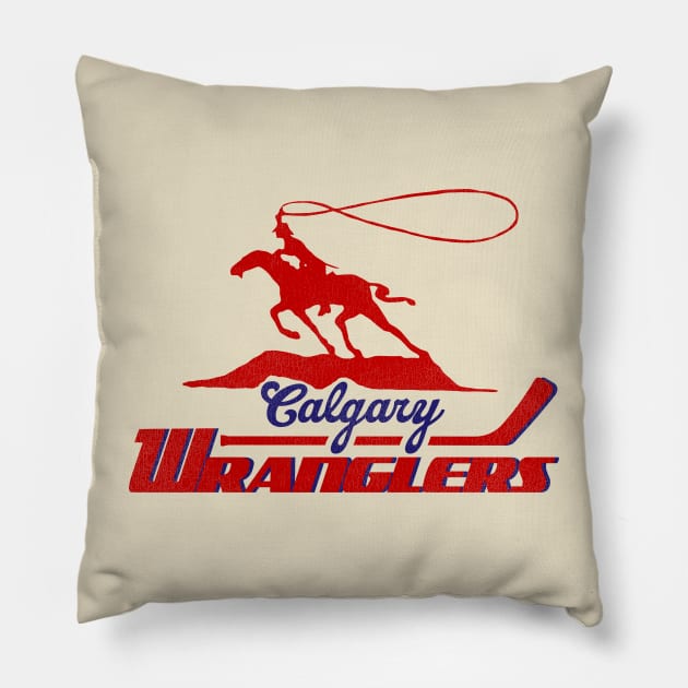 Defunct Calgary Wranglers Hockey Team Pillow by Defunctland