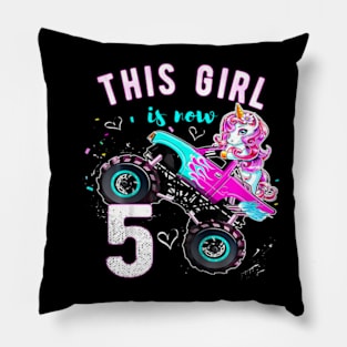 Monster Truck Unicorn Girls 5Th Birthday Daughter Pillow