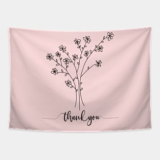 Thank you! Floral Line Art Tapestry