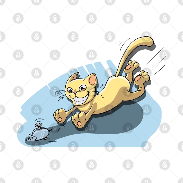 CAT FOLLOWING A MOUSE Funny Kitty by Rightshirt