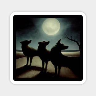 Dogs in the Moonlight Magnet