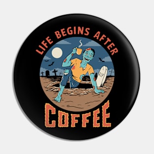 Coffee Zombie Pin