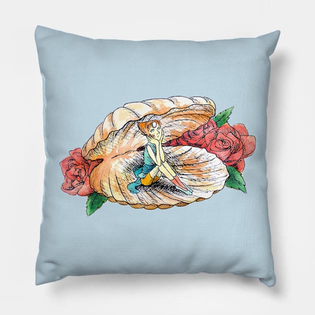 Pearl in Shell Pillow by DanaBeyer