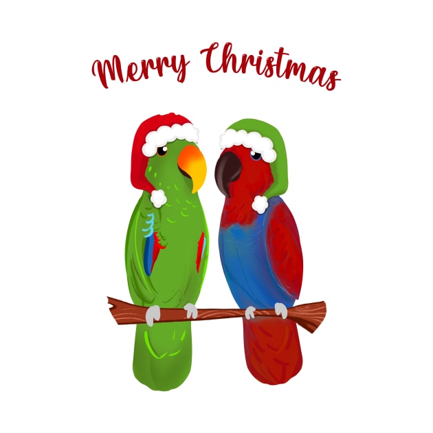 Funny Eclectus Merry Christmas Every birdie by SusanaDesigns