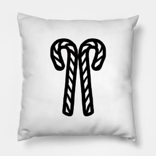 Two Christmas Candy Canes Outline Pillow