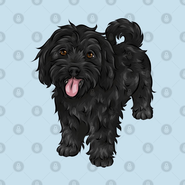 Cute Black Cavapoo Dog by Shirin Illustration