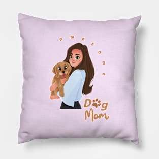 Awesome Dog Mom Pillow