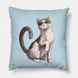 White and Gray Calico Cat Pet Portrait Pillow