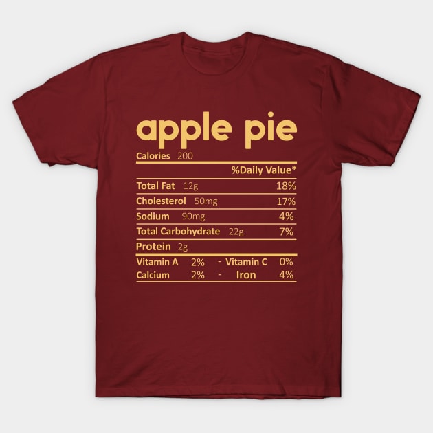 Thanksgiving Apple Pie Nutritional Facts T-Shirt Thanksgiving Apple Pie Nutritional Facts T-Shirt