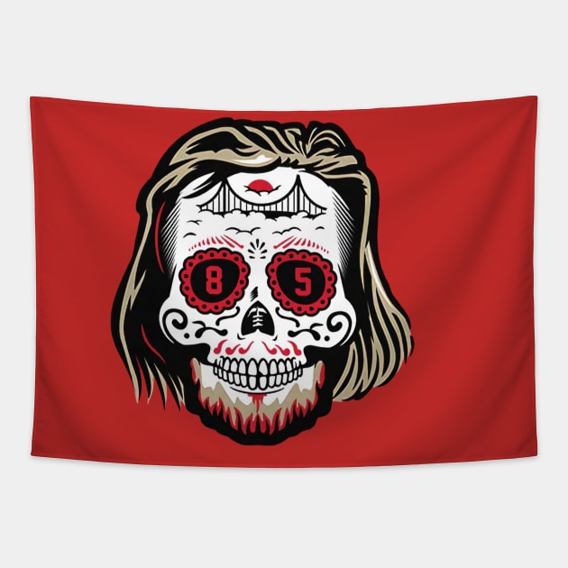 George Kittle Sugar Skull Tapestry by Chunta_Design