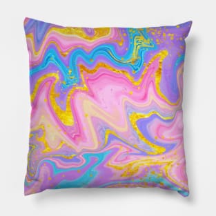 Liquid Pink Gold Luxury Marble Shapes Geometric Abstract Pattern Pillow