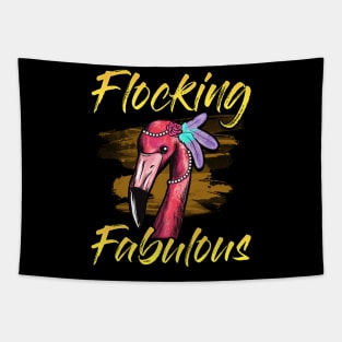 Cute & Funny Flocking Fabulous Flamingo Tapestry