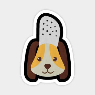 cute doggo with croc on the head - back Magnet