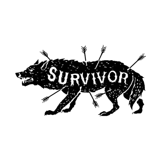 Vintage Wolf Shirt - Survivor - Hipster Rustic Distressed by ballhard