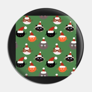 Cats in Santa Hats on Green Pin