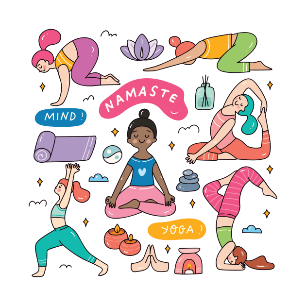 Cute Yoga Woman Doodle Art by SLAG_Creative